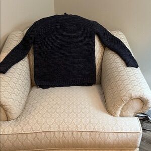 Ann Taylor Navy Blue Textured Crew Neck Sweater